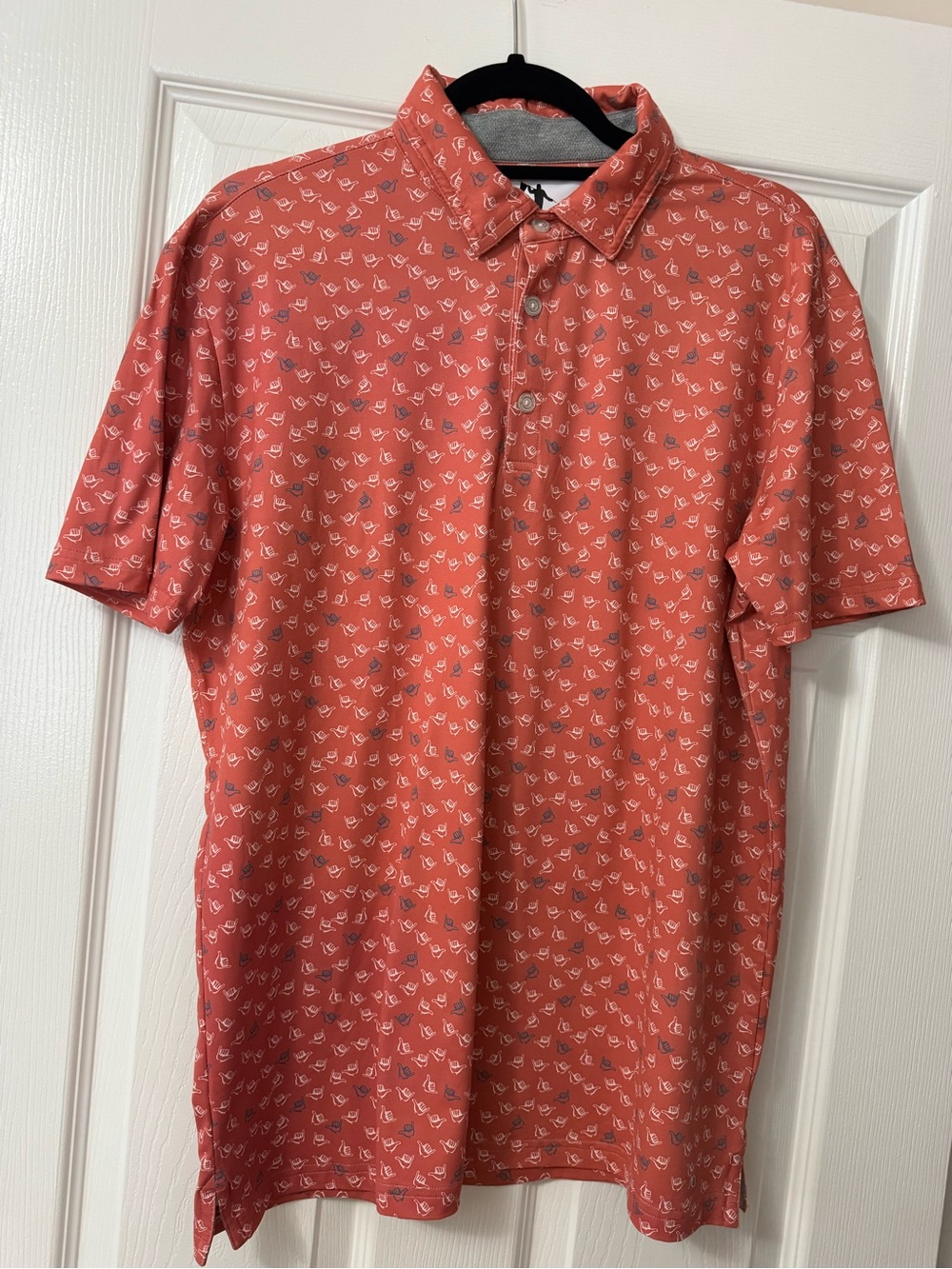 AndersonOrd Men's Coral Short-Sleeve Printed Polo Shirt